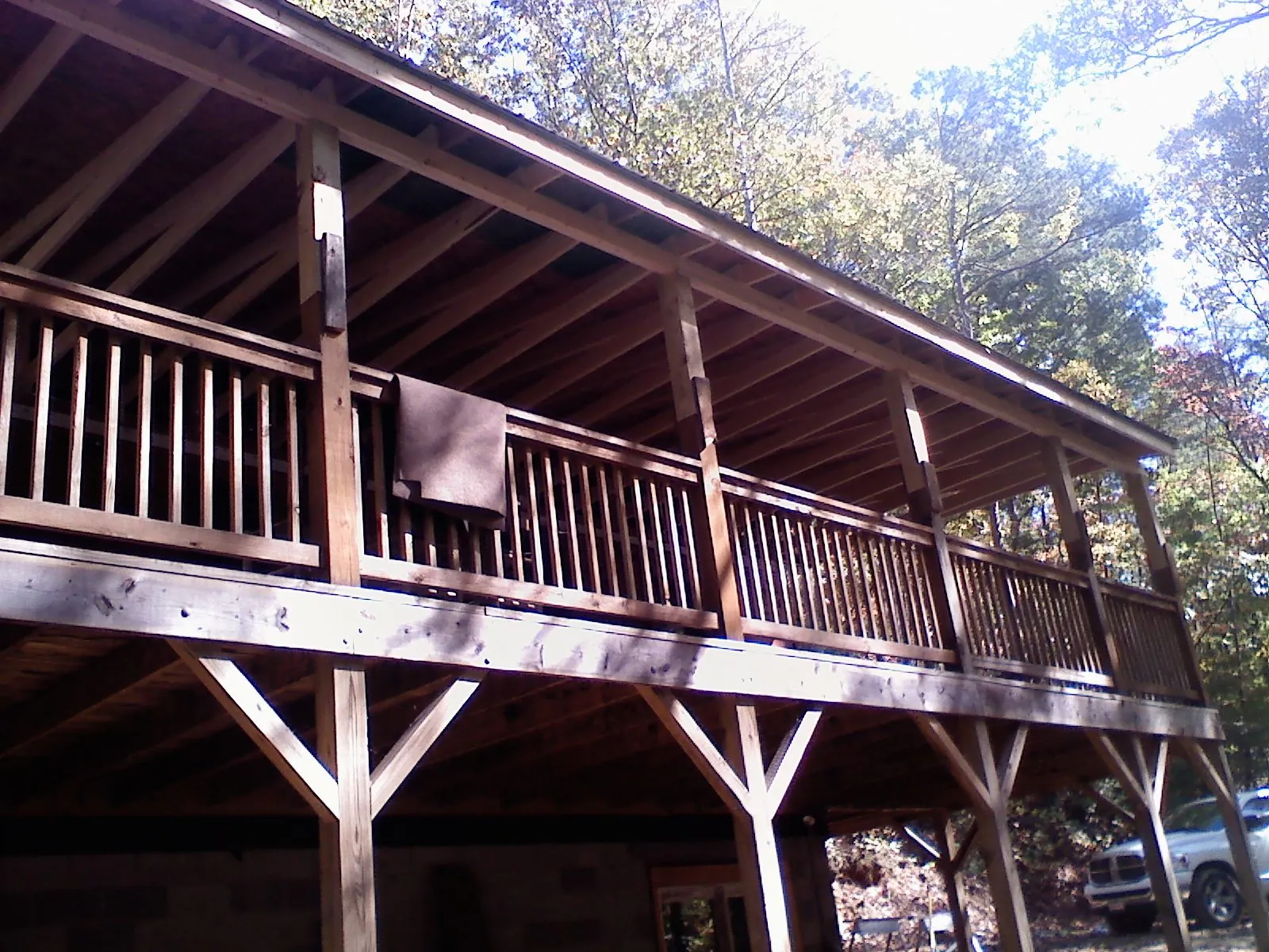 Timber framing under a new elevated porch and deck — Roof Leak Repair in Chanhassen by Roofing Brothers